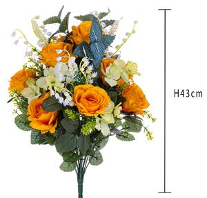 Bouquet Artificiale Rose con Mughetti Altezza 43 cm Multicolore
