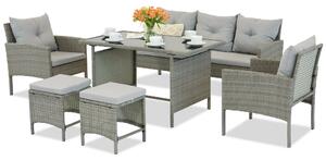 Mobili da giardino in tecnorattan con pouf Bari Garden Point grigio