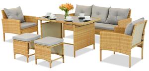 Set in tecnorattan con pouf Bari Garden Point beige