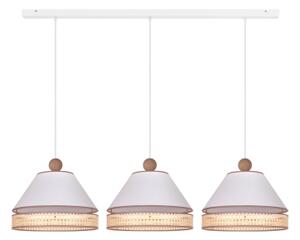 Duolla - Lampadario a sospensione con filo AVIGNON 3xE27/15W/230V bianco/rattan