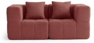 DIVANO MODULARE MILYSOFA SOFABULOUS, lineare, a 2 posti, rivestito in tessuto bouclé di alta qualità, colore terracotta