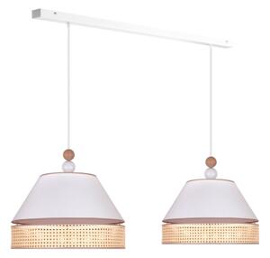 Duolla - Lampadario a sospensione con filo AVIGNON 2xE27/15W/230V bianco/rattan