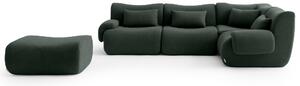 MILYSOFA SOFATIME: divano ad angolo modulare a 4 posti con chaise longue, raffinato tessuto a riccioli, verde bosco