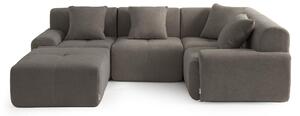 DIVANO ANGOLARE MODULARE MILYSOFA SOFAMOUS, 4 posti, con chaise longue, rivestito in tessuto tipo chenille, colore grigio antracite
