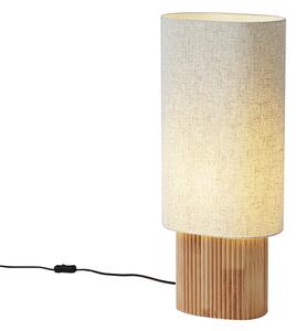 Lampada da terra Japandi in legno con paralume in lino 70 cm - Lamel