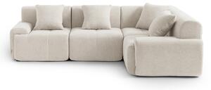 DIVANO ANGOLARE MODULARE MILYSOFA SOFAMOUS, 4 posti, rivestito in tessuto di chenille color avorio