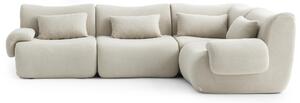 MILYSOFA SOFATIME Divano ad angolo modulare a 4 posti, raffinato tessuto a riccioli, beige crema