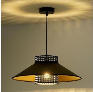 Duolla - Lampadario a sospensione con filo RIO RATTAN 1xE27/15W/230V diametro 45 cm nero/oro