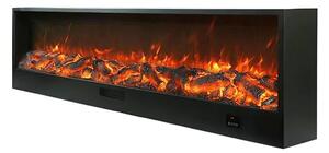 Caminetto da incasso Vesuvio Caminetto Elettrico Da Incasso Lungo 2 Mt 200x20xh 50,7 cm - Peso 58 kg a 1500w Nero