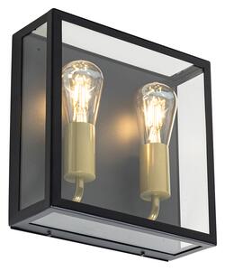Lampada da parete per esterni nera e ottone 2 luci - Rotterdam
