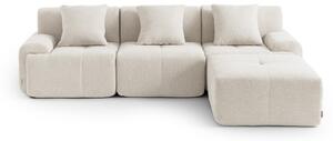 MILYSOFA SOFAMOUS: divano ad angolo modulare a 3 posti con chaise longue, in tessuto ciniglia bianco avorio