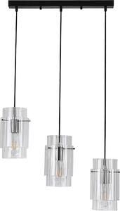 Lampada a sospensione Savana nera e trasparente, 3xE27x40W, vetro, dimensioni: 120x58x14 cm, IP20, Light Prestige