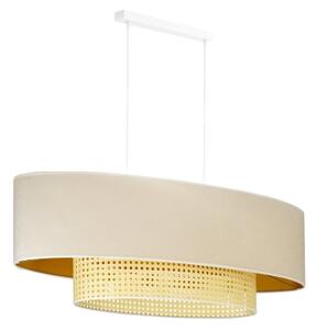 Duolla - Lampadario a sospensione con filo DOUBLE OVAL RATTAN 2xE27/15W/230V color crema/rattan