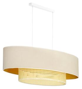 Duolla - Lampadario a sospensione con filo DOUBLE OVAL RATTAN 2xE27/15W/230V color crema/rattan