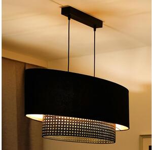 Duolla - Lampadario a sospensione con filo DOUBLE OVAL RATTAN 2xE27/15W/230V nero/rattan