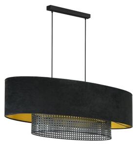 Duolla - Lampadario a sospensione con filo DOUBLE OVAL RATTAN 2xE27/15W/230V nero/rattan