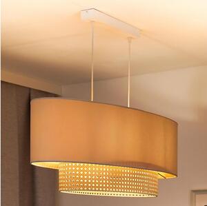 Duolla - Lampadario a sospensione con filo DOUBLE OVAL RATTAN 2xE27/15W/230V color crema/rattan