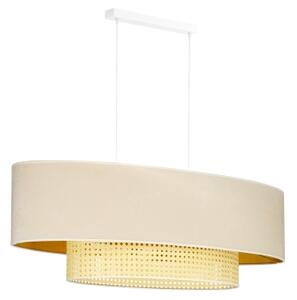 Duolla - Lampadario a sospensione con filo DOUBLE OVAL RATTAN 2xE27/15W/230V color crema/rattan