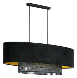 Duolla - Lampadario a sospensione con filo DOUBLE OVAL RATTAN 2xE27/15W/230V nero/rattan
