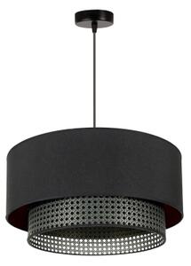 Duolla - Lampadario a sospensione con filo BOHO RATTAN 1xE27/15W/230V diametro 45 cm nero