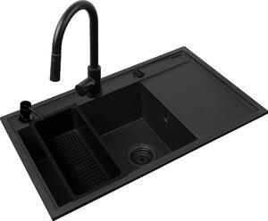 Set Pyramis - Lavello CAMEA 79X50 1B 1D L + miscelatore IDEA BLACK EDITION
