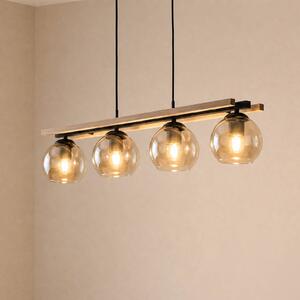 Lampada a sospensione in vetro Enrique Lindby, dimmerabile, Legno scuro, Soggiorno / Sala da pranzo, Vetro, Moderno, Lampada a sospensione