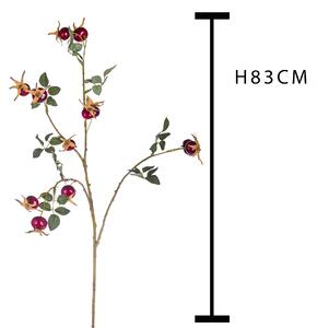 4 Rose Artificiali Selvatica Composta da 4 Fiori Artificiali Altezza 83 cm rosso