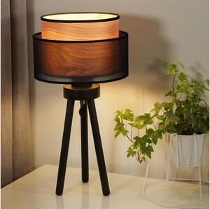 Duolla - Lampada da tavolo WOOD BOHO 1xE27/15W/230V diametro 25 cm nero/beige