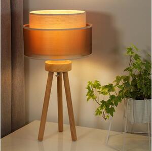 Duolla - Lampada da tavolo WOOD BOHO 1xE27/15W/230V diametro 25 cm rame/marrone/beige