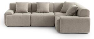 DIVANO ANGOLARE MODULARE MILYSOFA SOFAMOUS, 4 posti, con chaise longue, rivestito in tessuto di ciniglia color sabbia