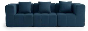 Divano componibile a 3 posti MILYSOFA SOFABULOUS, dal design lineare, in pregiato tessuto a riccioli, blu scuro