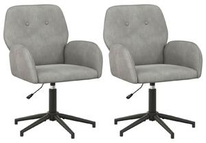 VidaXL Sedie girevoli, 2 pezzi, 54 x 55 x 90 cm, grigio chiaro, tessuto vellutato (V)