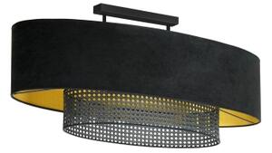 Duolla - Lampadario a plafone DOUBLE OVAL RATTAN 2xE27/15W/230V nero/rattan