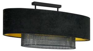 Duolla - Lampadario a plafone DOUBLE OVAL RATTAN 2xE27/15W/230V nero/rattan