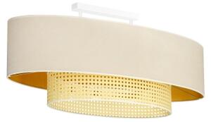 Duolla - Lampadario a plafone DOUBLE OVAL RATTAN 2xE27/15W/230V color crema/rattan