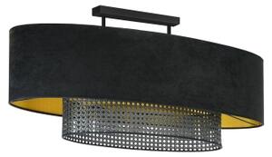 Duolla - Lampadario a plafone DOUBLE OVAL RATTAN 2xE27/15W/230V nero/rattan