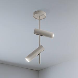 Faretto da soffitto Leda 2, taupe, a 2 luci, acciaio, GU10, altezza 55 cm SIGMA, dimmerabile, Crema / Ambra, Soggiorno / Sala da pranzo, Metallo, Moderno, Faretto