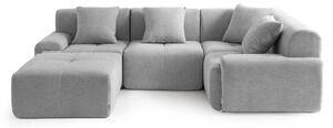 DIVANO ANGOLARE MODULARE MILYSOFA SOFAMOUS, 4 posti, con chaise longue, rivestito in tessuto di chenille color grigio minerale