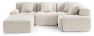 DIVANO ANGOLARE MODULARE MILYSOFA SOFAMOUS, 4 posti, con chaise longue, rivestito in tessuto di chenille color avorio