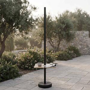 Palo Nero per Lampade Solari 27m con Tavolino Quadrato e Base Zavorrabile