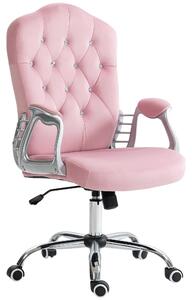 Vinsetto Sedia da Ufficio, Schienale Reclinabile, Regolabile in Altezza, Finitura in Velluto, fino a 120 kg, Rosa