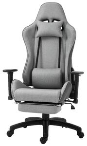 Vinsetto Sedia da Ufficio Poltrona Girevole con Cuscino Rimovibile per Testa e Lombari Funzione di Dondolo Sedia da Scrivania Ergonomica Regolabile in Altezza con Poggiapiedi PP Grigio 73x57x127-135 cm