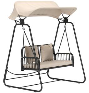 Outsunny Hollywood Swing in rattan 2 posti con tetto e cuscini fino a 240 kg 149 x 121 x 180 cm Marrone