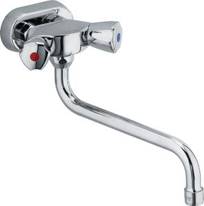 Miscelatore per lavello a parete Kludi 3/8'' 45mm con maniglie Terralux cromate