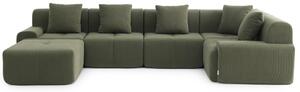 Milysofa Sofamous: divano angolare modulare a 5 posti con chaise longue, in velluto a coste verde salvia