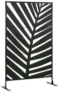 Outsunny Schermo esterno, telaio in acciaio verniciato, Design: Silhouette di foglia di palma, 1,2 x 2 m, Nero