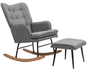 HOMCOM Poltrona a Dondolo con Poggiapiedi, Comfort fino a 130 kg, Effetto Lino, 64x89x90cm, Grigio Scuro