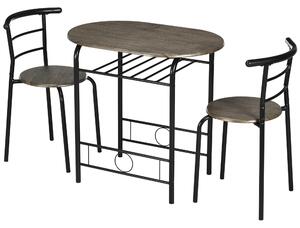 HOMCOM Set Bistrot 3 pezzi, 1 Tavolo, 2 Sedie, 80 cm x 53 cm x 74,5 cm, Nero