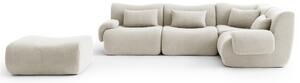 MILYSOFA SOFATIME: divano ad angolo modulare a 4 posti con chaise longue, rivestito in tessuto a trama fine color crema e beige