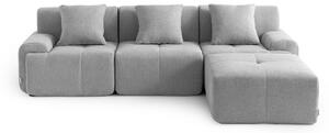 DIVANO ANGOLARE MODULARE MILYSOFA SOFAMOUS, 3 posti, con chaise longue, rivestito in tessuto di chenille color grigio minerale